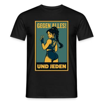 Kampfkunst Kämpferin mit Skorpion-Motiv - Männer T-Shirt - Schwarz - Vorne - AI Model Male 178 light (178cm)
