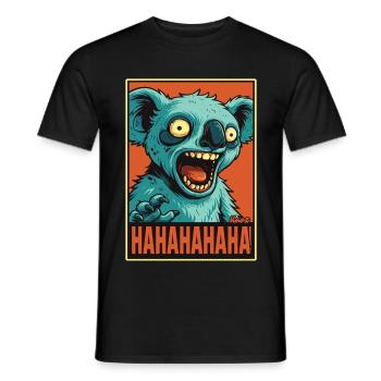 Screaming Laughing Comic Koala - Men's T-Shirt - black - Front - AI Model Male 178 light (178cm)