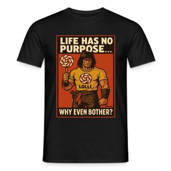 Homme guerrier musclé avec sucette style bande dessinée - T-shirt homme - noir - Devant - AI Model Male 178 light (178cm)