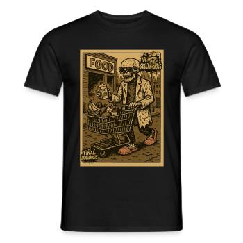 Skeleton with shopping cart and drink - Men's T-Shirt - black - Front - AI Model Male 178 light (178cm)
