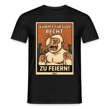 Yeti with cake on his face at a party - Men's T-Shirt - black - Front - AI Model Male 178 light (178cm)