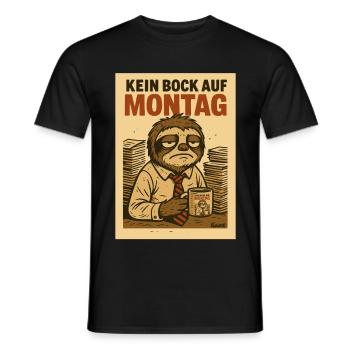 Paresseux de bureau fatigué avec café et lundi - T-shirt homme - noir - Devant - AI Model Male 178 light (178cm)