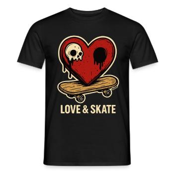 Herz mit Totenkopf auf Skateboard - Männer T-Shirt - Schwarz - Vorne - AI Model Male 178 light (178cm)