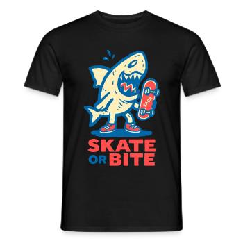 Comic-Hai mit Skateboard und Spruch - Männer T-Shirt - Schwarz - Vorne - AI Model Male 178 light (178cm)