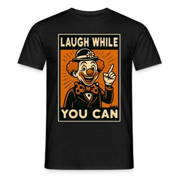 Laughing clown in retro comic style - Men's T-Shirt - black - Front - AI Model Male 178 light (178cm)