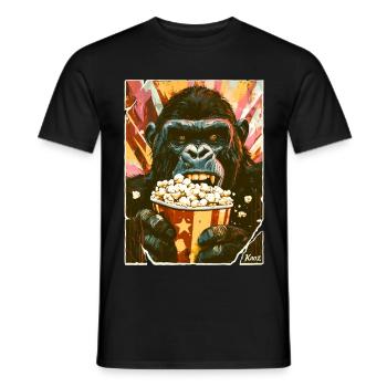 Gorille au pop-corn - T-shirt homme - noir - Devant - AI Model Male 178 light (178cm)