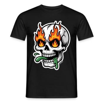 Flammen Totenkopf mit grünem Schleim im Mund - Männer T-Shirt - Schwarz - Vorne - AI Model Male 178 light (178cm)