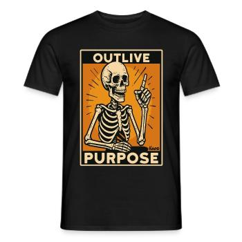 Skelett mit erhobenem Finger „Überlebe den Zweck“ - Männer T-Shirt - Schwarz - Vorne - AI Model Male 178 light (178cm)