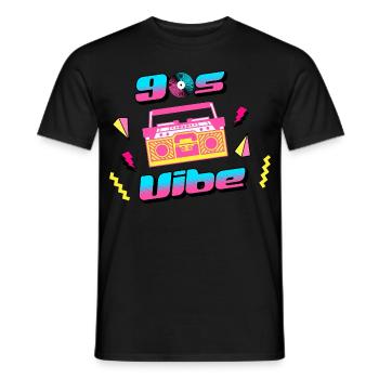 90s Vibe Retro Nostalgie Boombox - Männer T-Shirt - Schwarz - Vorne - AI Model Male 178 light (178cm)
