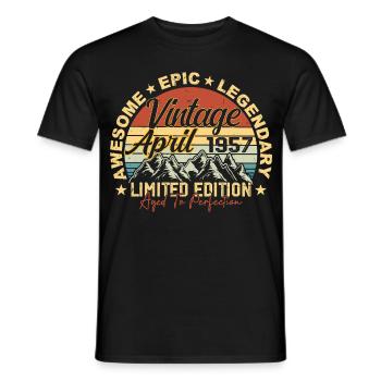 68th Birthday Gift Vintage April 1957 - Men's T-Shirt - black - Front - AI Model Male 178 light (178cm)