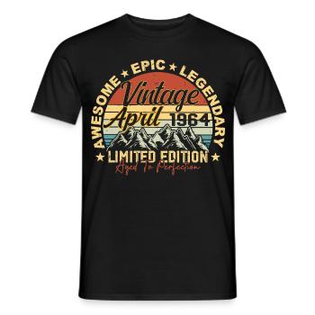 61st Birthday Gift Vintage April 1964 - Men's T-Shirt - black - Front - AI Model Male 178 light (178cm)