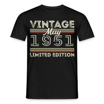 Mai 1951 Anniversaire 1951, Légendaire depuis mai 1951 - T-shirt homme - noir - Devant - AI Model Male 178 light (178cm)