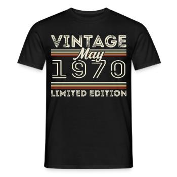 May 1970 Birthday 1970, Legendary since May 1970 - Men's T-Shirt - black - Front - AI Model Male 178 light (178cm)