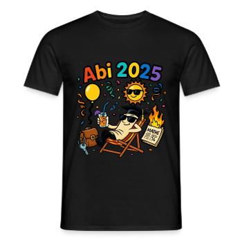 Abi 2025 – Math burned, life relaxed! - Men's T-Shirt - black - Front - AI Model Male 178 light (178cm)