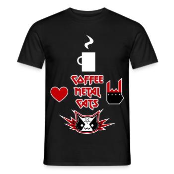 Coffee, Metal, Cats - Männer T-Shirt - Schwarz - Vorne - AI Model Male 178 light (178cm)