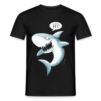 Cool Hi Hai I shark cartoon - Men's T-Shirt - black - Front - AI Model Male 178 light (178cm)