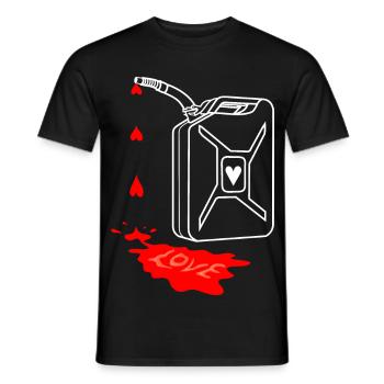 love is my fuel, gasoline jerrycan, bidon d’essence - T-shirt homme - noir - Devant - AI Model Male 178 light (178cm)