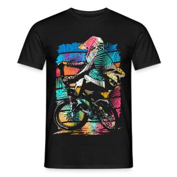 Retro Bmx Racing Coloré - Vélo Bmx Coloré - Bmx - T-shirt homme - noir - Devant - AI Model Male 178 light (178cm)