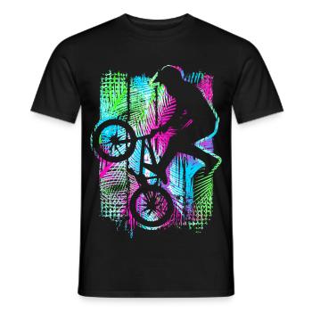 Vélo Bmx tropical avec palmiers - Retro Bmx Bike - T-shirt homme - noir - Devant - AI Model Male 178 light (178cm)