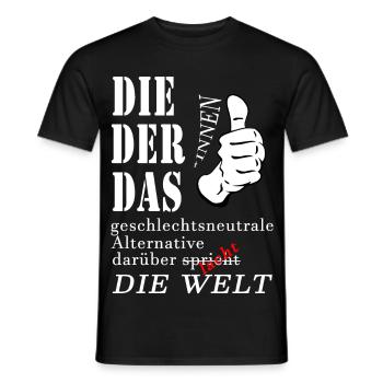 DIE DER DAS über die die Welt spricht lacht Gender - Männer T-Shirt - Schwarz - Vorne - AI Model Male 178 light (178cm)