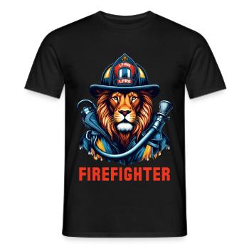 Cadeau Lion pompier - T-shirt homme - noir - Devant - AI Model Male 178 light (178cm)