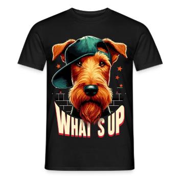 Irish Terrier Was geht ab Gangsta Hund Geschenk - Männer T-Shirt - Schwarz - Vorne - AI Model Male 178 light (178cm)