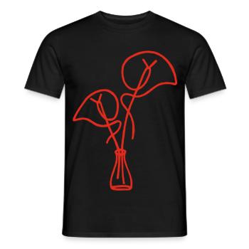 Rote Blumenskizze - Männer T-Shirt - Schwarz - Vorne - AI Model Male 178 light (178cm)