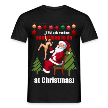 Père Noël dans le club de strip-tease - T-shirt homme - noir - Devant - AI Model Male 178 light (178cm)