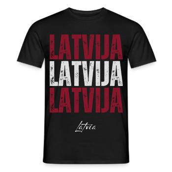 Flag of Latvia, Latvian patriot - Men's T-Shirt - black - Front - AI Model Male 178 light (178cm)