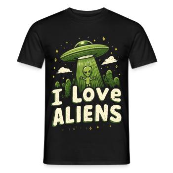 I love aliens - Men's T-Shirt - black - Front - AI Model Male 178 light (178cm)