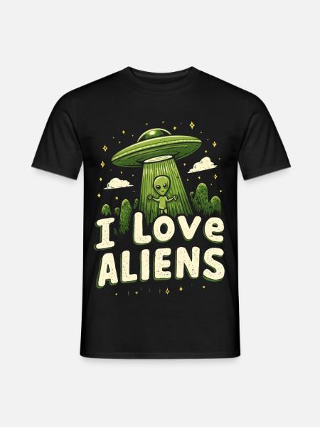 Ich liebe Aliens - Männer T-Shirt - Schwarz