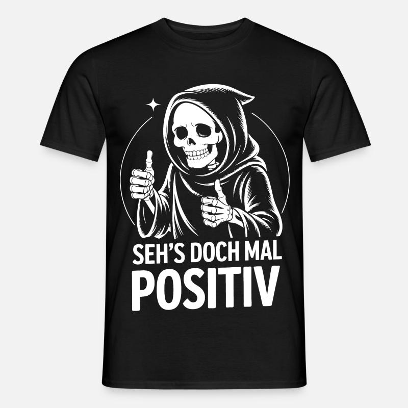 Seh's Doch Mal Positiv Grim Reaper - Männer T-Shirt - Schwarz