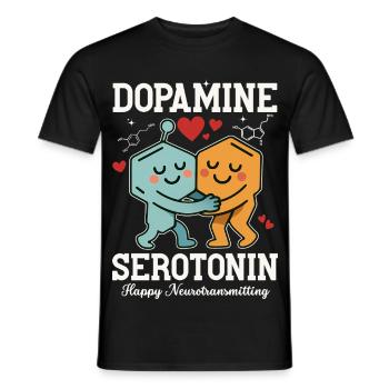 Conception d’un câlin à la dopamine et sérotonine - T-shirt homme - noir - Devant - AI Model Male 178 light (178cm)