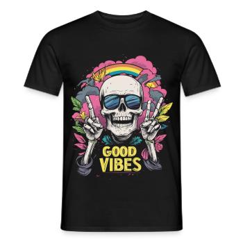 Skull Rainbow - Men's T-Shirt - black - Front - AI Model Male 178 light (178cm)
