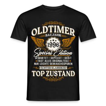 Cadeau d’anniversaire Vintage 1996 Année 30 - T-shirt homme - noir - Devant - AI Model Male 178 light (178cm)