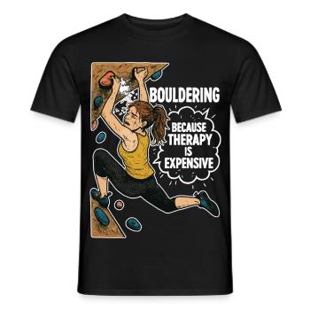 Bouldering instead of therapy – Funny climbing shirt - Men's T-Shirt - black - Front - AI Model Male 178 light (178cm)