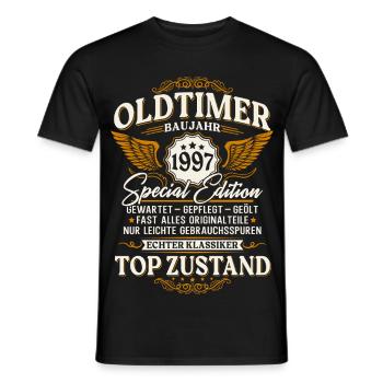 Cadeau d’anniversaire de l’année des voitures anciennes 1997 - T-shirt homme - noir - Devant - AI Model Male 178 light (178cm)
