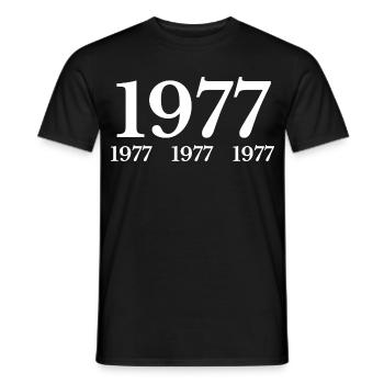 1977 - Männer T-Shirt - Schwarz - Vorne - AI Model Male 178 light (178cm)