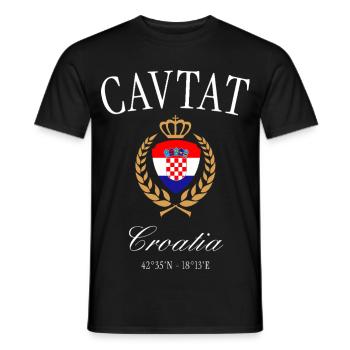 Cavtat Kroatien Wappen Krone – Reise Souvenir - Männer T-Shirt - Schwarz - Vorne - AI Model Male 178 light (178cm)