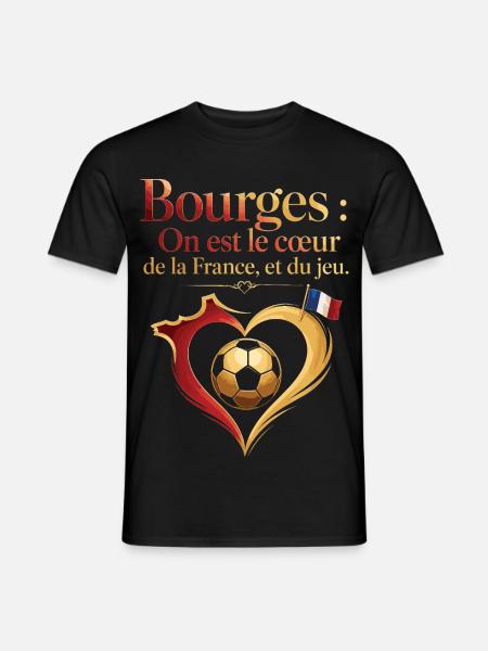 Bourges Cœur Foot - Männer T-Shirt - Schwarz