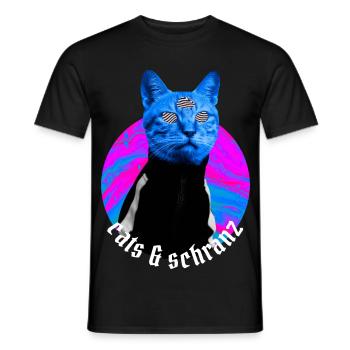 cats and Schranz - Schranz music Hard Techno Outfi - Men's T-Shirt - black - Front - AI Model Male 178 light (178cm)