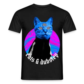 Cats & Dubstep – Rave Outfit Festival Dubstep - Männer T-Shirt - Schwarz - Vorne - AI Model Male 178 light (178cm)