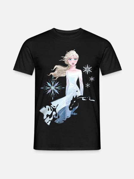 Frozen Elsa Silhouette Mit Schneeflocken - Männer T-Shirt - Schwarz