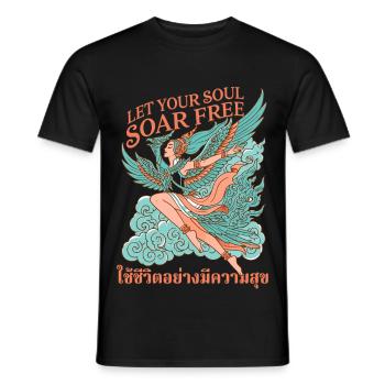 Seelenflug: Flügelnde Freiheit - Männer T-Shirt - Schwarz - Vorne - AI Model Male 178 light (178cm)