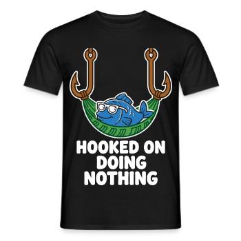 Hooked On Doing Nothing Anglerhumor - Men's T-Shirt - black - Front - AI Model Male 178 light (178cm)