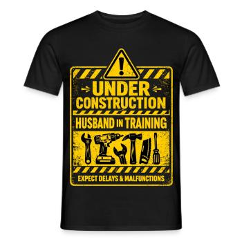 JGA Bräutigam Shirt - Under Construction - Männer T-Shirt - Schwarz - Vorne - AI Model Male 178 light (178cm)