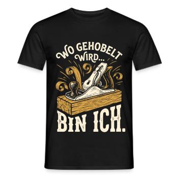 Schreiner & Tischler - Wo gehobelt wird bin ich - Männer T-Shirt - Schwarz - Vorne - AI Model Male 178 light (178cm)