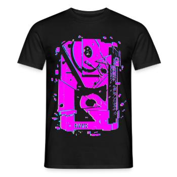 Techno Rave Tape Neon Lautsprecher - Männer T-Shirt - Schwarz - Vorne - AI Model Male 178 light (178cm)