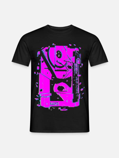 Techno Rave Tape Neon Lautsprecher - Männer T-Shirt - Schwarz