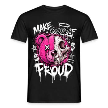 Make Yourself Proud: Split Bear Skull - Männer T-Shirt - Schwarz - Vorne - AI Model Male 178 light (178cm)